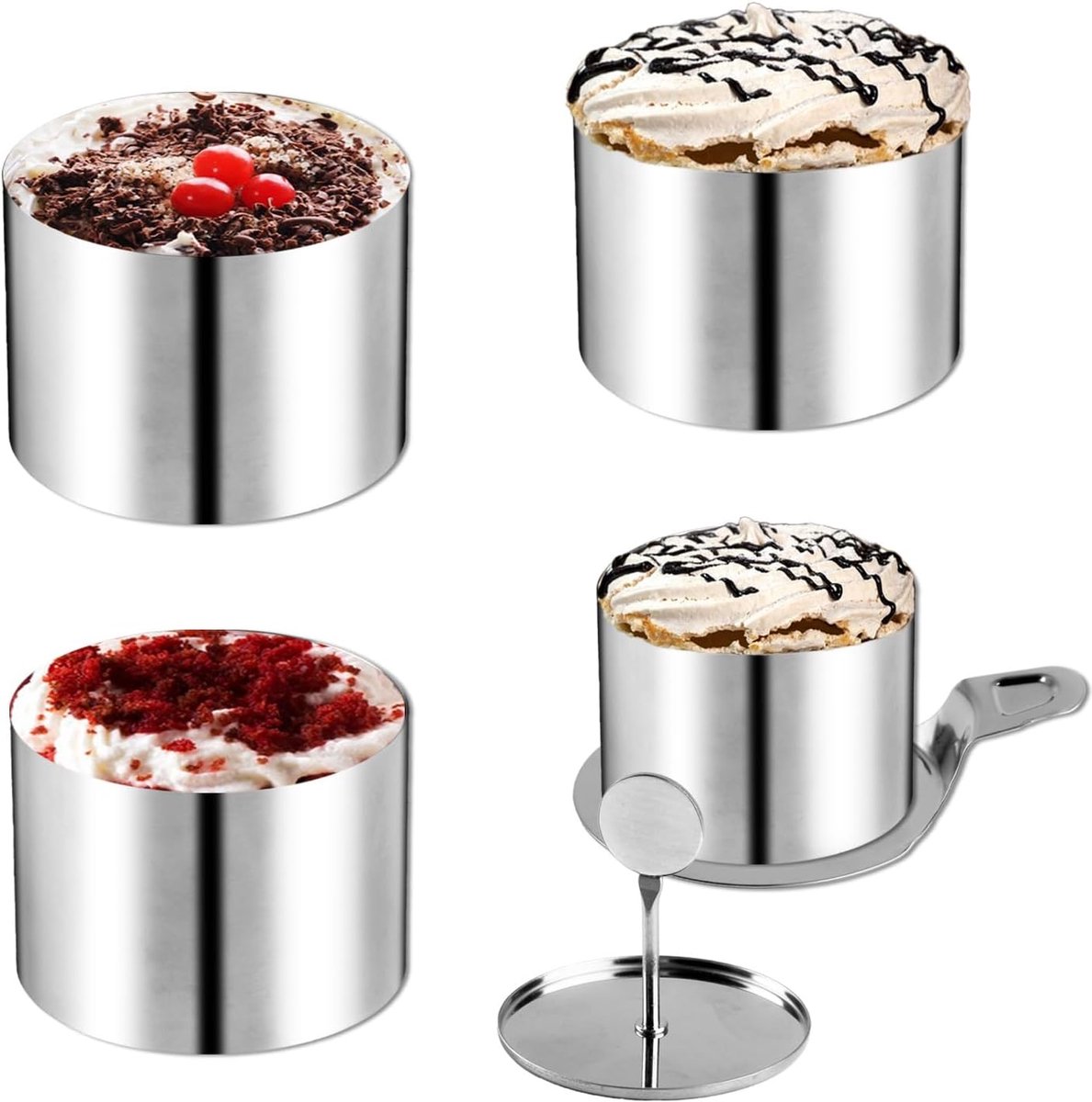 Set van Dessertringen - RVS Serveerringen - 4 stuk