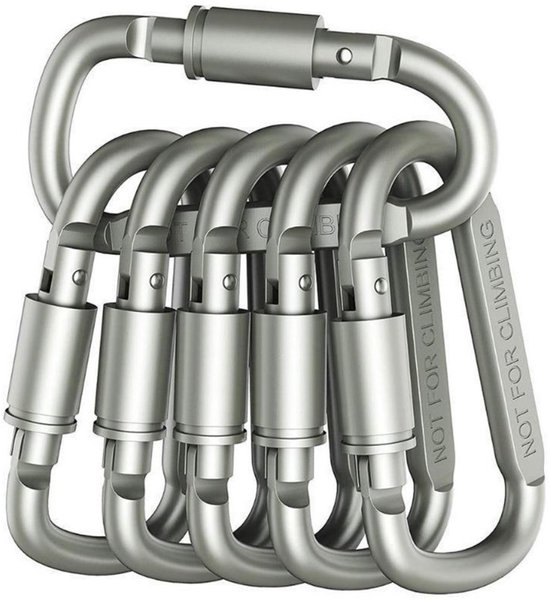 12 x aluminium karabijnhaken, 55 mm, set compacte klikhaken voor kamperen, wandelen en reizen, sterke clips voor rugzak, riem en sleutelhanger