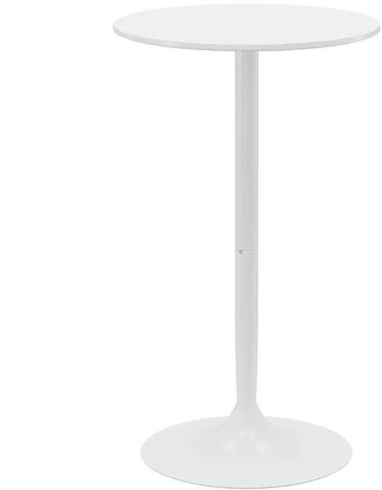 Sweiko Bartafel - Rond tafelblad - Metalen onderstel - Wit
