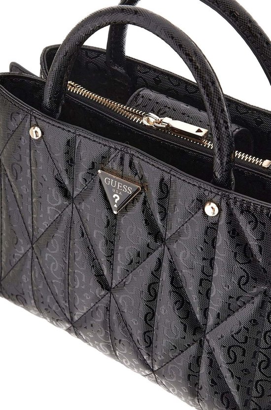 GUESS sac à main sac à épaule bandoulière Aldina Girlfriend Satchel Black noir