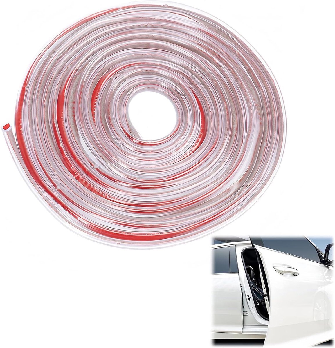 Allecto Plus - Universele Deurrandbescherming 5 m PVC-afdichting - Transparant - Water- en UV-bestendig - Autodeurbescherming voor alle modellen - U-vormig ontwerp