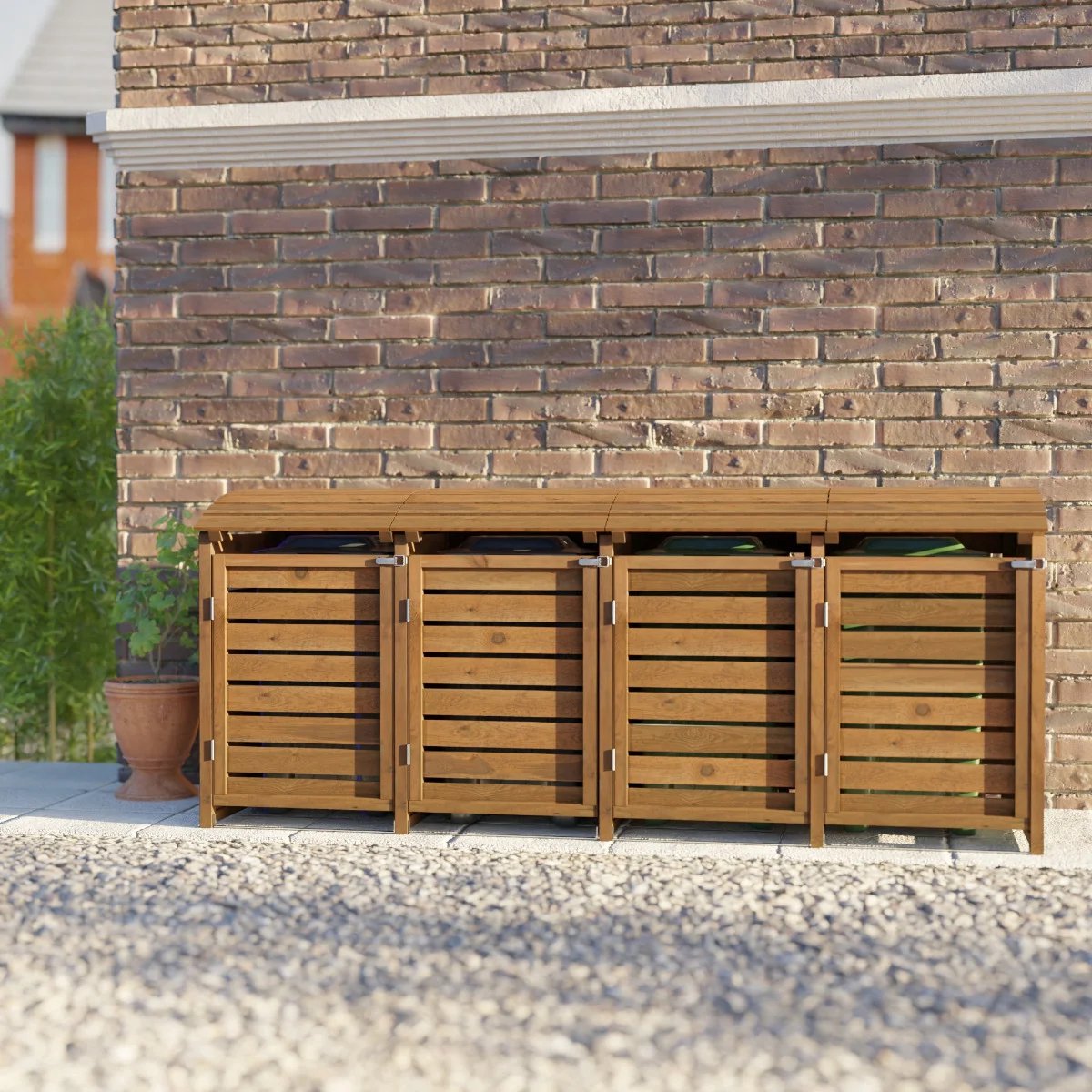 Containerombouw voor 4 kliko's - Kliko Ombouw - Geïmpregneerd Grenen Hout - Bruin