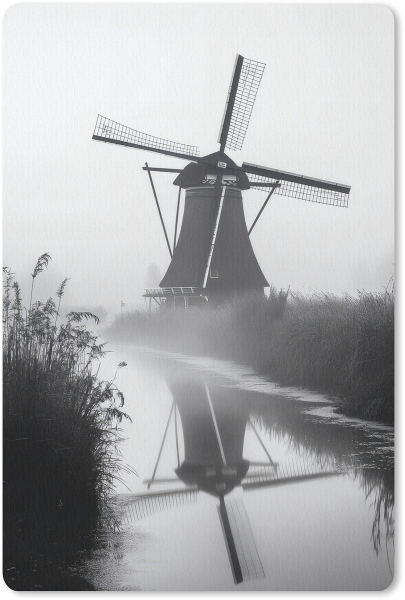 Muismat 18x27 cm - Mousepad Molen - Weerspiegeling - Landschap - Water - Muismatten