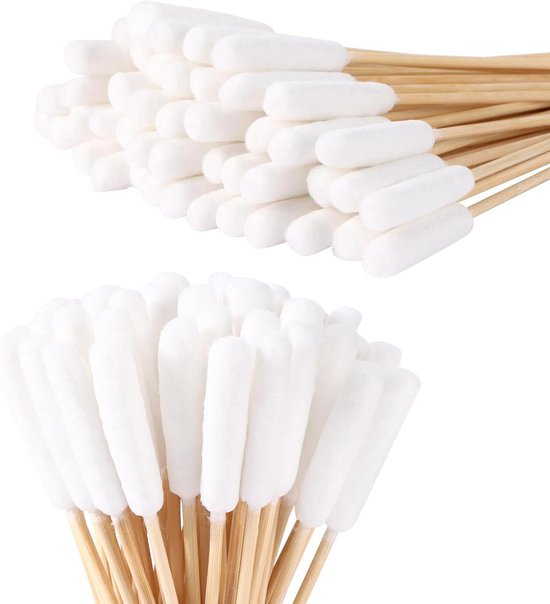 Wattenstaafjes, 400 stuks, lange houten handgreep, wattendragers, 15 cm, reinigingsstaafjes voor camera, toetsenbord, make-up, polijsten en reiniging