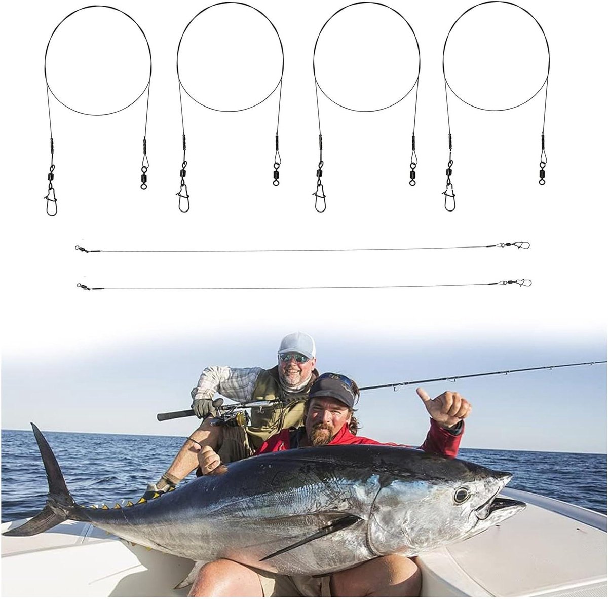 Allecto Plus - 6 stuks stalen voorvakken Leader wire - visaccessoires voor snoekvissen - viswervels - voor zout en zoet water - aas en haken - 30 cm.