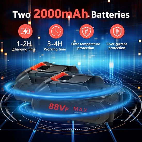 Batterij snoeien elektrische tuinschaar, 0-40 mm snijdiameter, progressief digitaal display, met 2 batterij, 21V tree schaar, rood van Merkloos	 — afbeelding 2