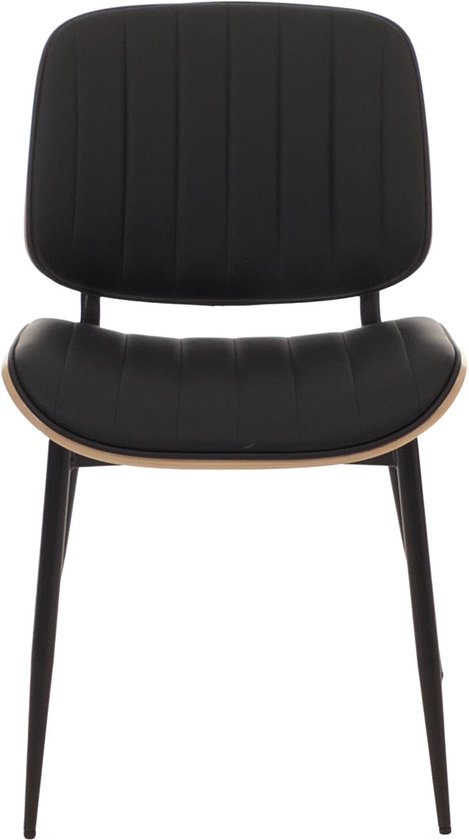 Set van 6 eetkamerstoelen MCW-O44, keukenstoel Stoel, gebogen hout kunstleer Oeko-Tex MVG ~ naturel, zwart