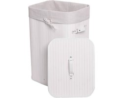Wasmand MCW-C21, Wasbox Wasbox Wasbox, bamboe 61x43x32cm 70l ~ wit