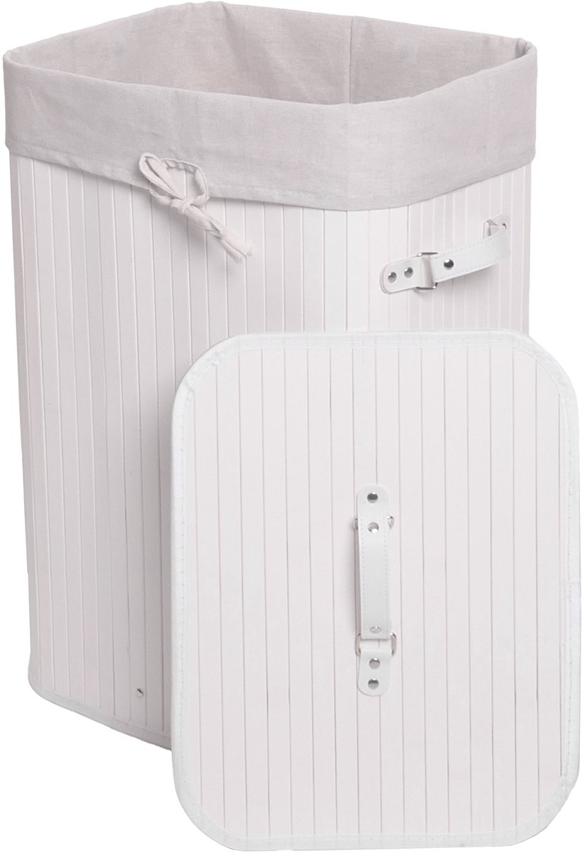 Wasmand MCW-C21, Wasbox Wasbox Wasbox, bamboe 61x43x32cm 70l ~ wit
