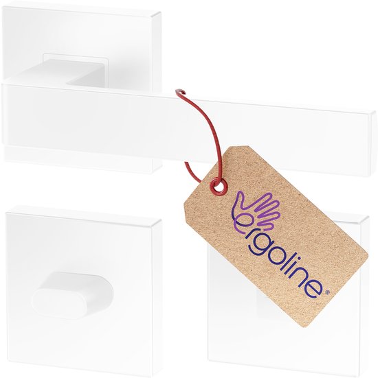 ERGO line Zwarte Deurbeslag NINA Deurkruk RVS Zwart gepoedercoat, Deurbeslag set Binnendeur, Deurkruk Set- met WC-rozet voor toilet/badkamer, Deurklink met ronde rozet, deurgrepen voor badkamerdeuren