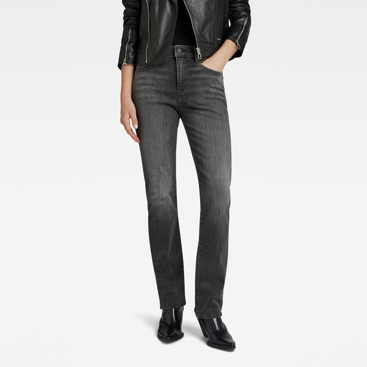G-Star Strace Straight Wmn Dames Jeans Zwart