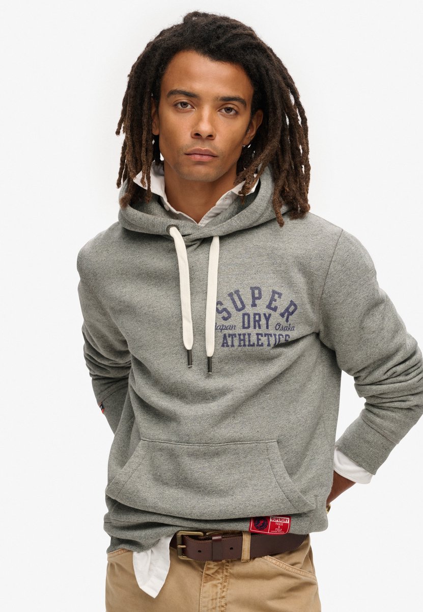 Superdry Track & Field hoodie met grafische print Heren Hoodies Grijs
