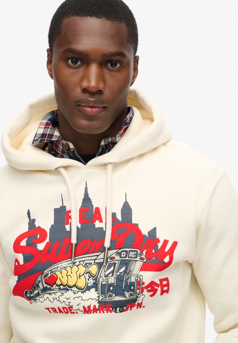 Superdry Hoodie met New York Vintage Logo en print Heren Hoodies Wit