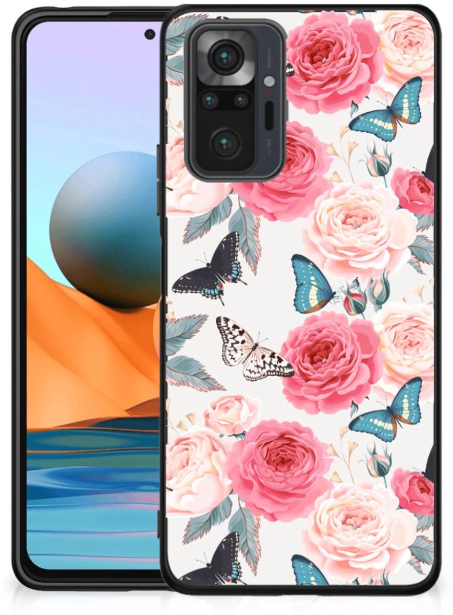 Xiaomi Redmi Note 10 Pro Bloemen Hoesje Butterfly Roses