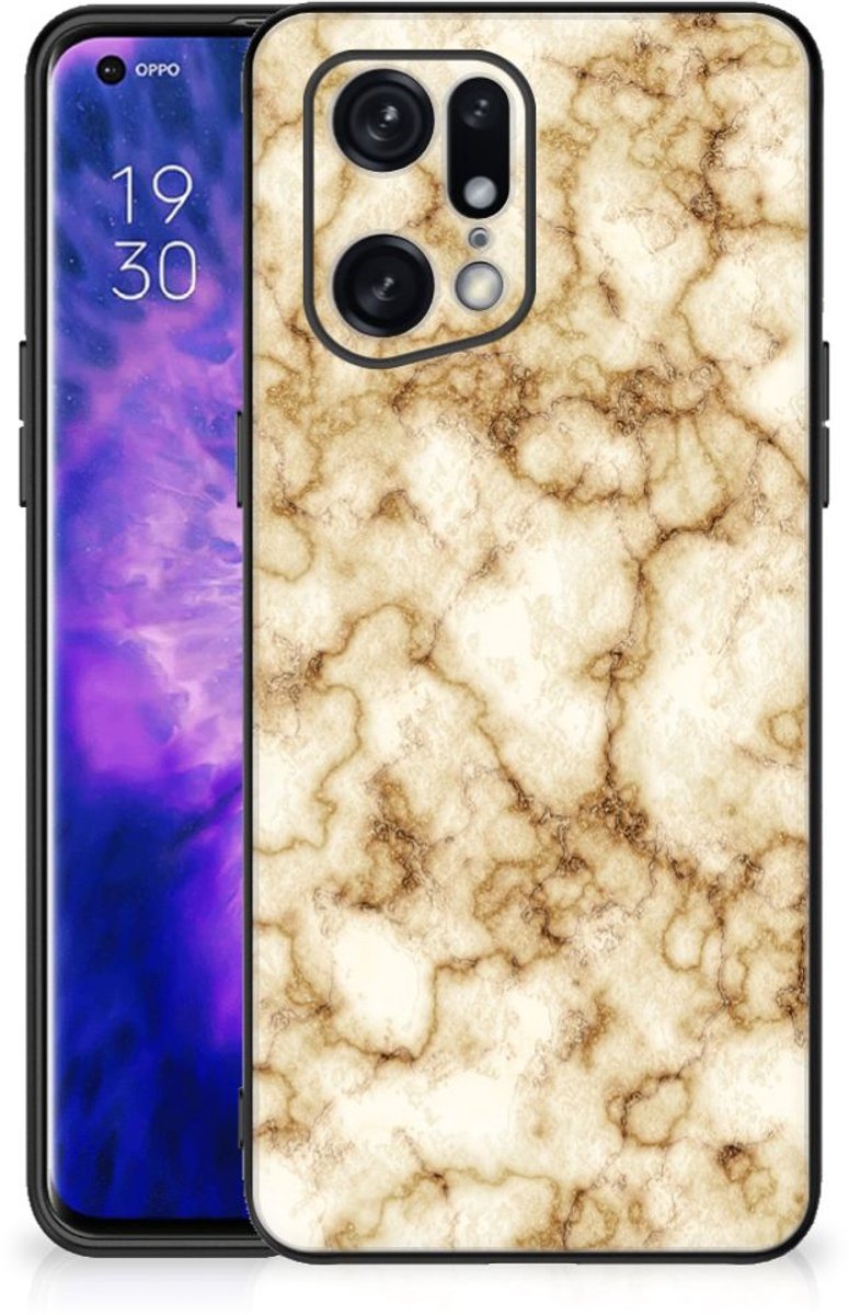 OPPO Find X5 Pro Marmeren Print Telefoonhoesje Marmer Goud