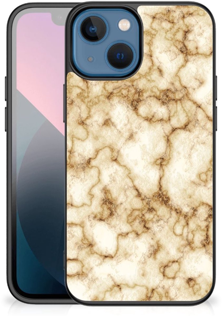 Apple iPhone 13 mini Marmeren Print Telefoonhoesje Marmer Goud