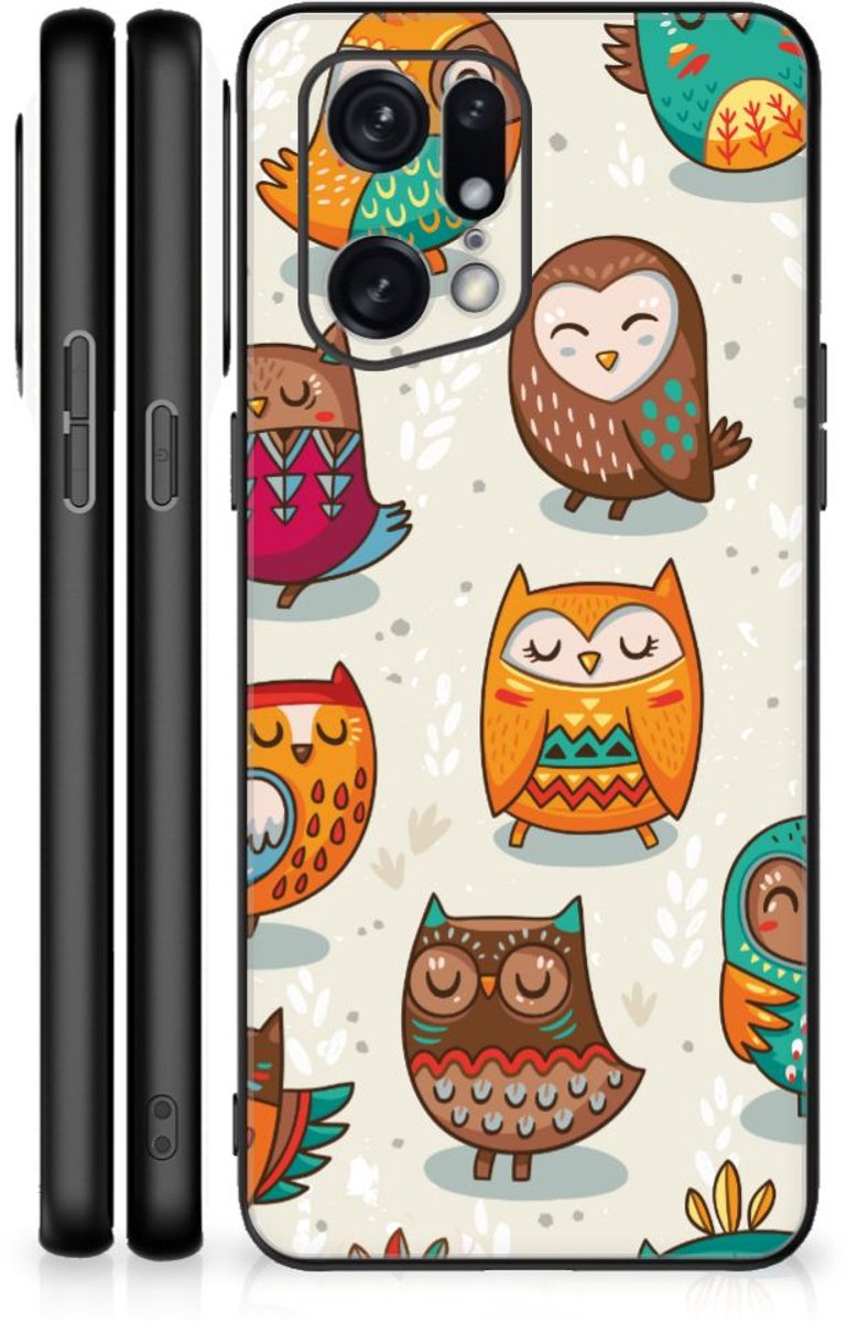 OPPO Find X5 Pro Dierenprint Telefoonhoesje Vrolijke Uilen