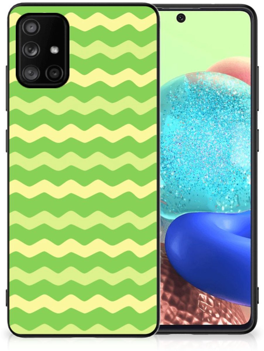 Back Cover voor Samsung Galaxy A71 Back Case Waves Green