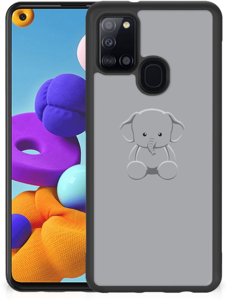 Samsung Galaxy A21s Bumper Hoesje Grijs Baby Olifant