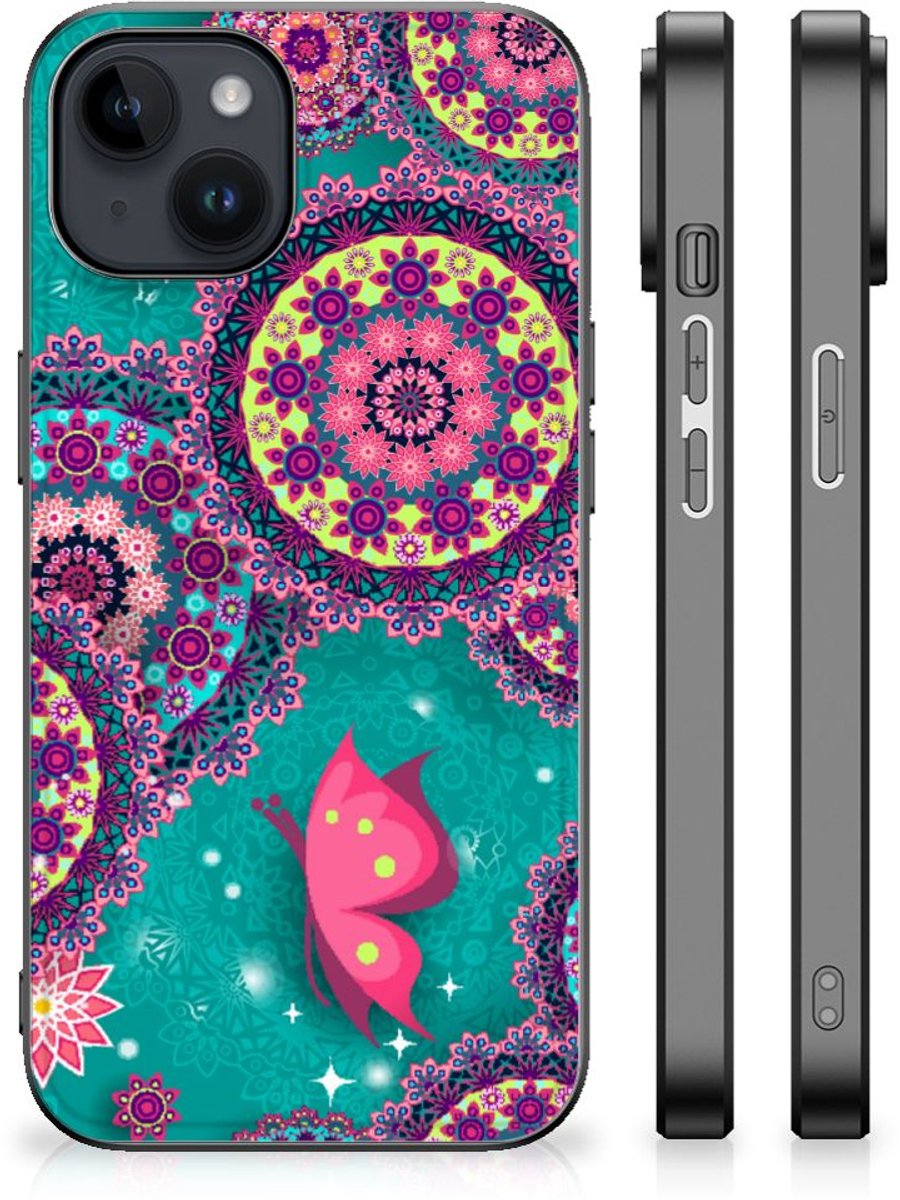iPhone 15 Plus Leuk Telefoonhoesje Cirkels en Vlinders