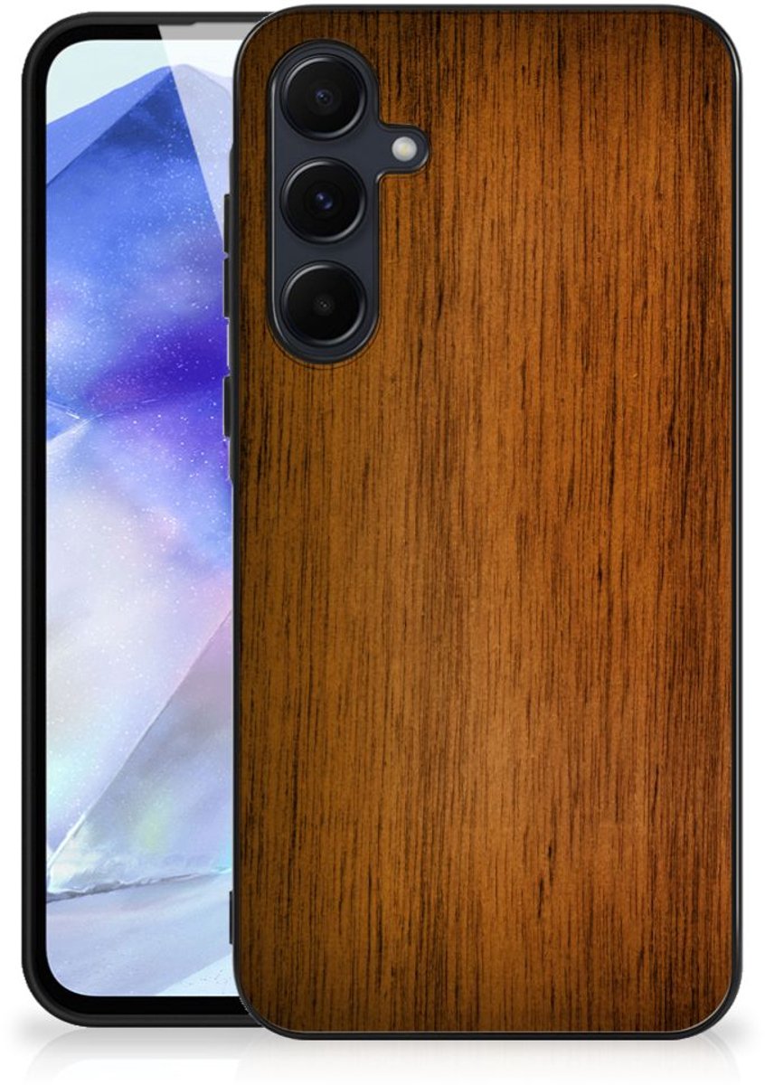 Samsung Galaxy A55 Houten Print Telefoonhoesje Donker Hout