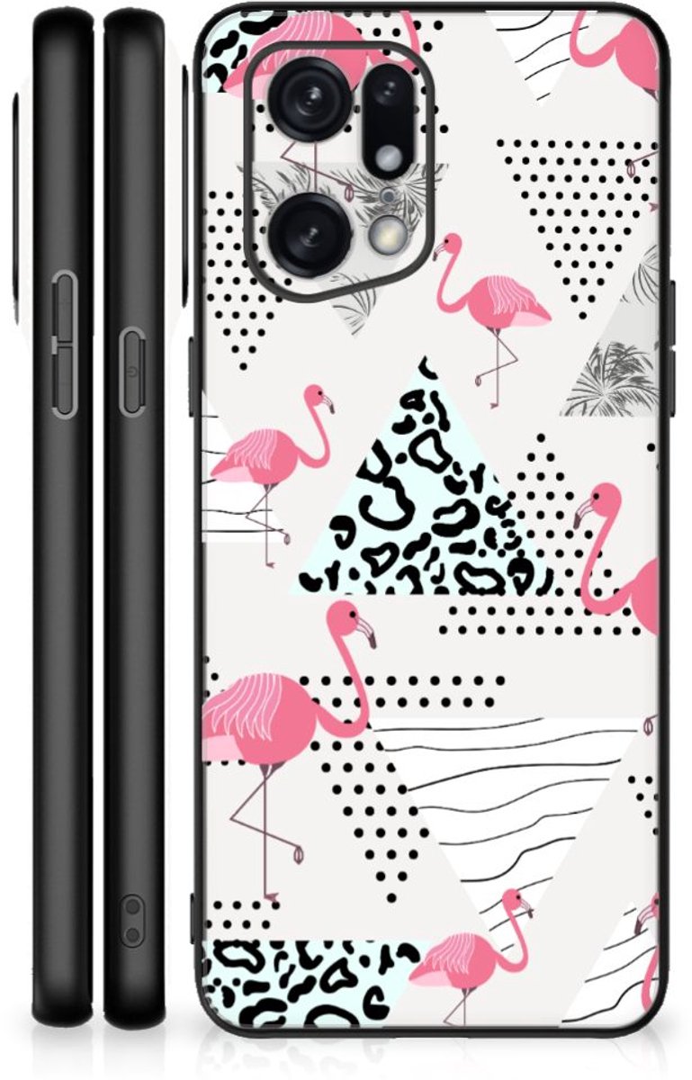 OPPO Find X5 Pro Dierenprint Telefoonhoesje Flamingo Triangle