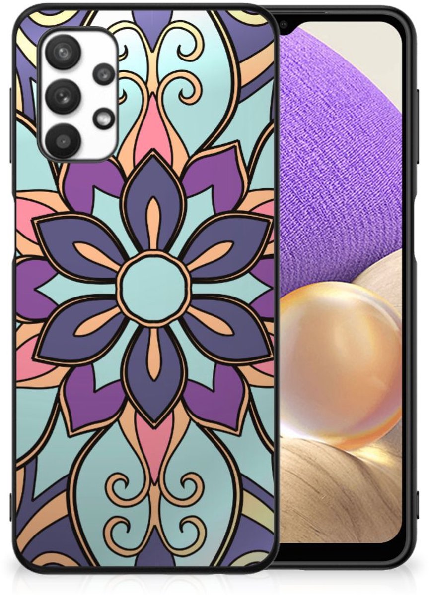 Samsung Galaxy A32 5G Bloemen Hoesje Purple Flower