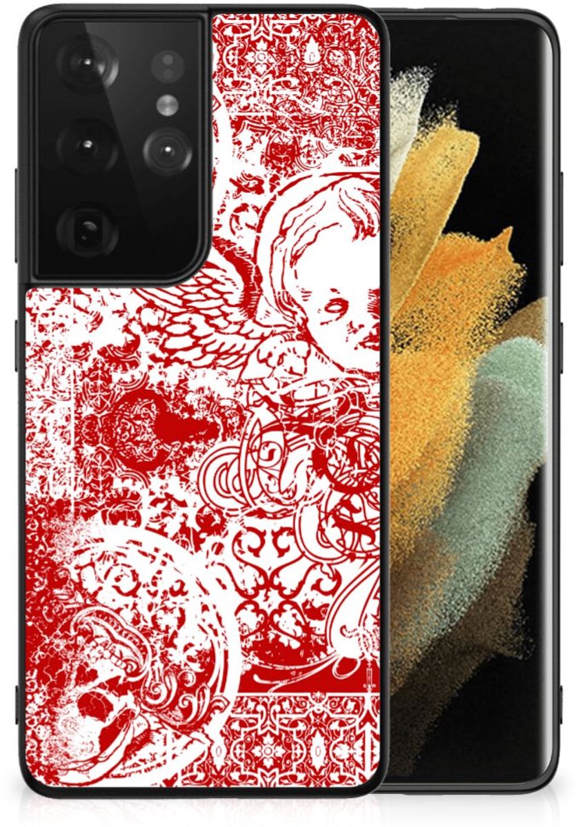 Telefoonhoesje Samsung Galaxy S21 Ultra Angel Skull Rood