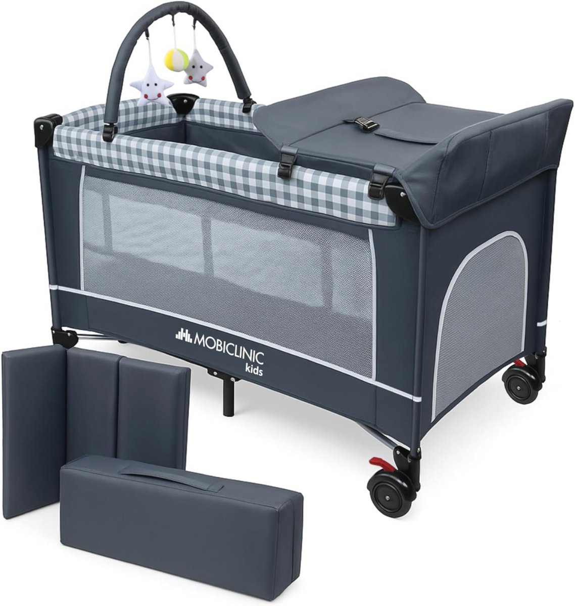 Image of 3-in-1 Reisbed met Commode voor Baby's - Inklapbaar Kinderbed met Speelplaats en Draagtas