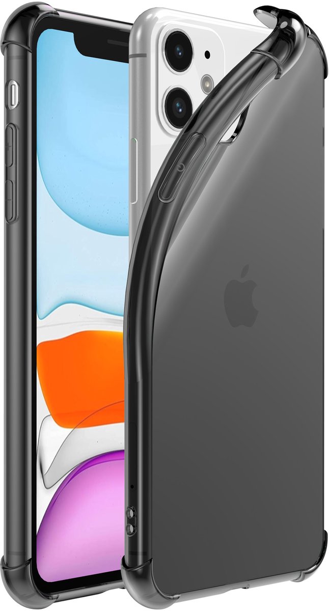 Smartphonica iPhone 11 transparant siliconen hoesje - Zwart geschikt voor iPhone 11