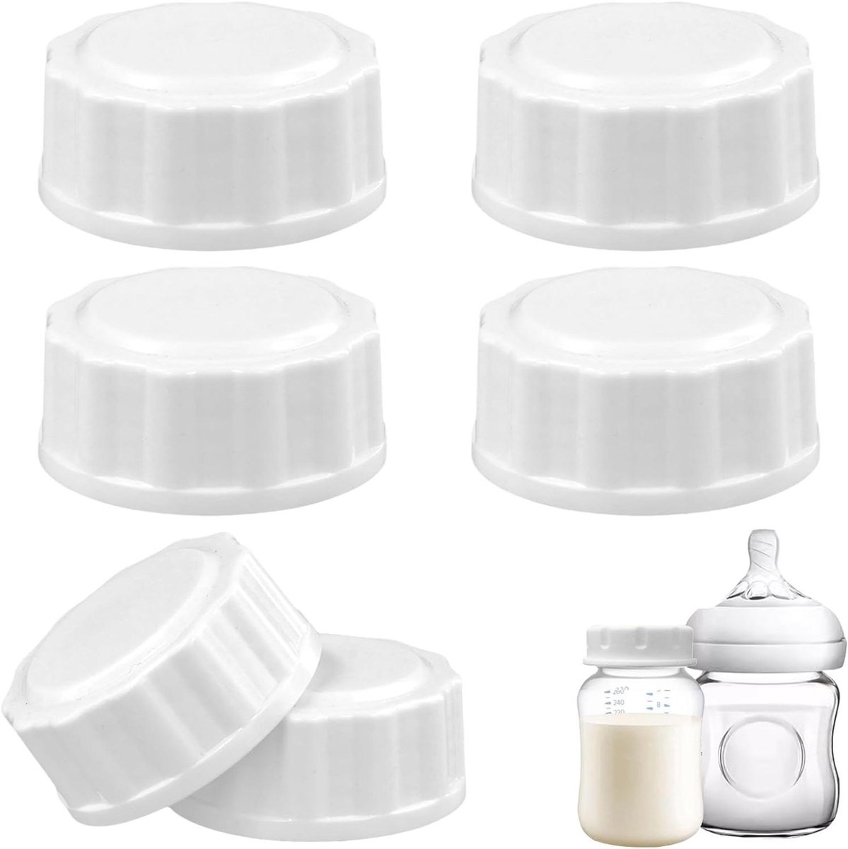 Image of 6-delige Reisflesdoppen voor Babyflesjes - Vervanging voor Flessendoppen - Brede Opening