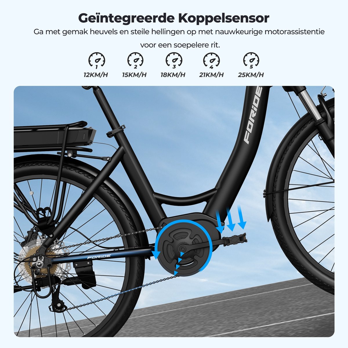FORIDE Urbano 2 elektrische fiets - e-bike met middenmotor - 36V13Ah – foto 4
