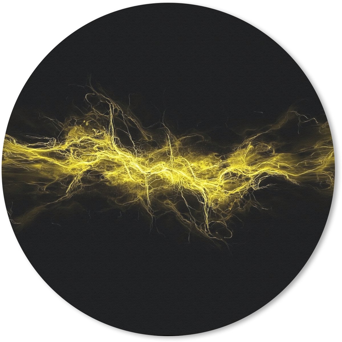 Muismat rond 20x20 cm - Mousepad Gaming - Elektriciteit - Geel - Energie - Ronde muismatten