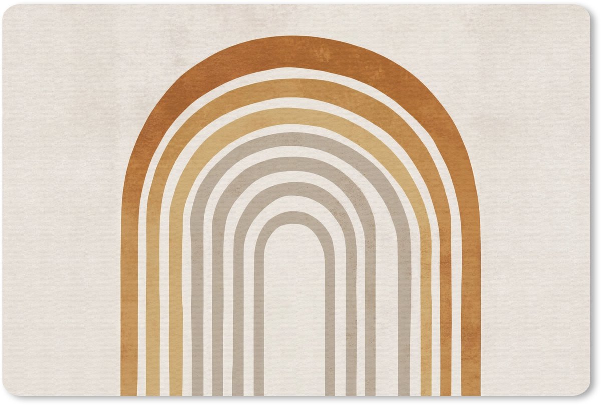 Muismat 27x18 cm - Mousepad Minimalistisch - Boog - Lijnen - Beige - Muismatten