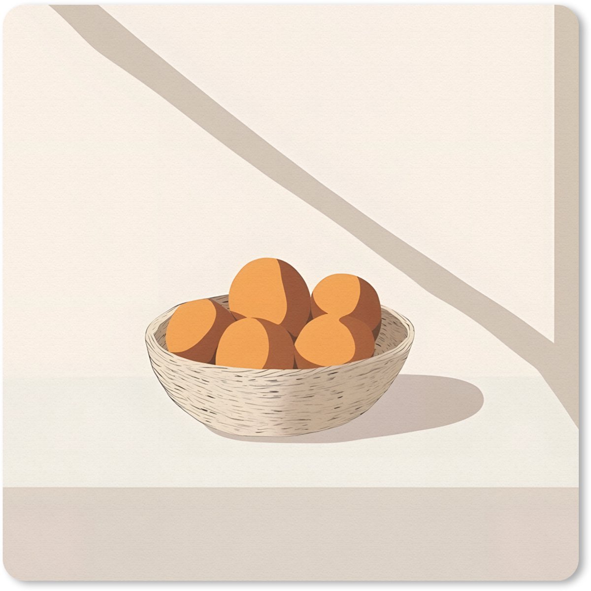 Muismat 30x30 cm - Mousepad Mand - Fruit - Minimalistisch - Oranje - Muismatten