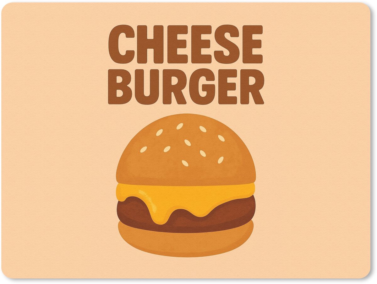 Muismat 23x19 cm - Mousepad Cheeseburger - Minimalistisch - Geel - Muismatten