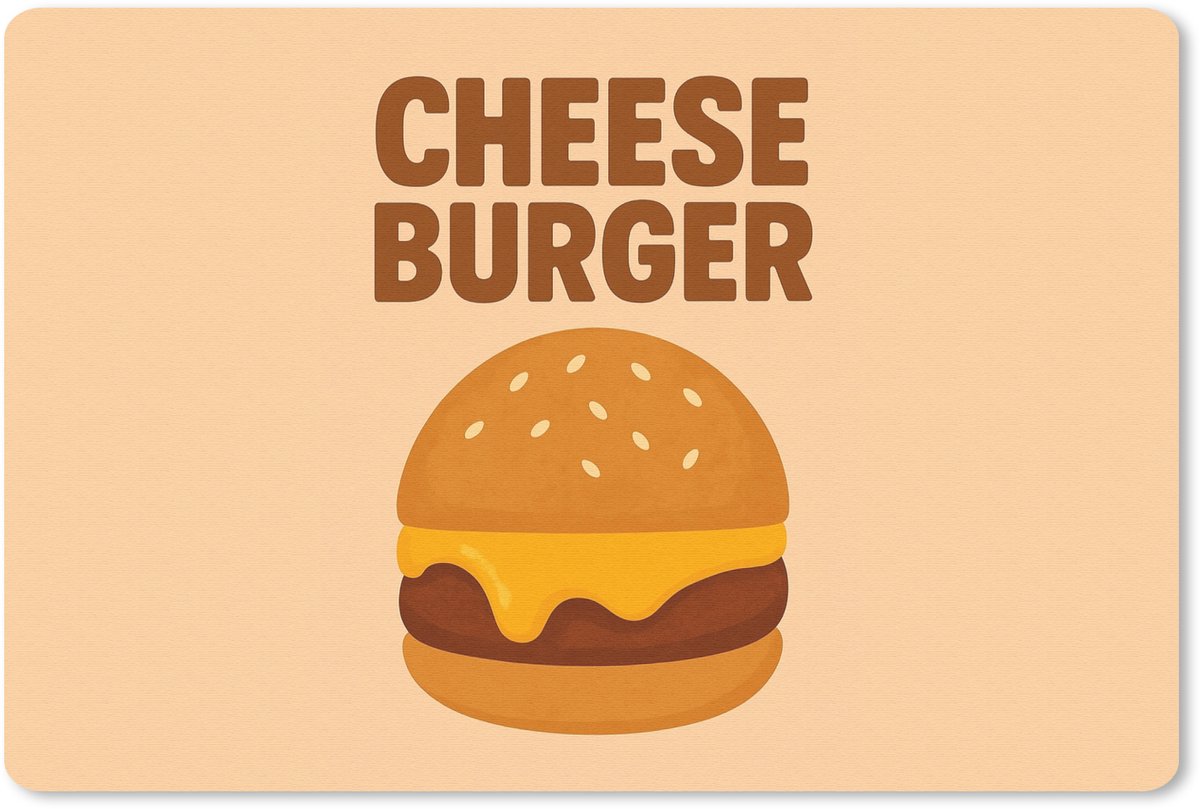 Muismat 27x18 cm - Mousepad Cheeseburger - Minimalistisch - Geel - Muismatten