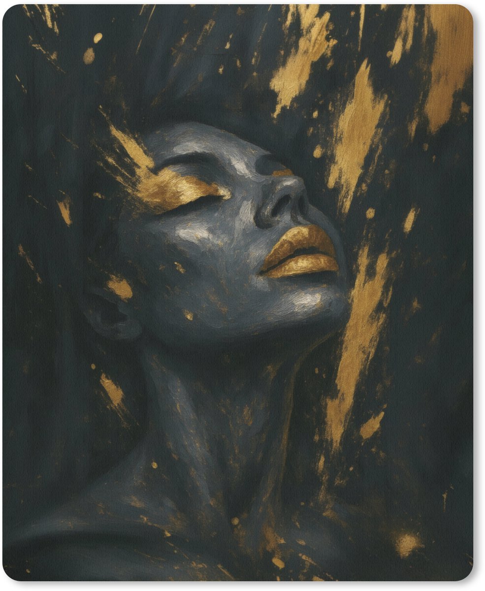 Muismat 19x23 cm - Mousepad Gezicht - Vrouw - Verfspatten - Abstract - Muismatten