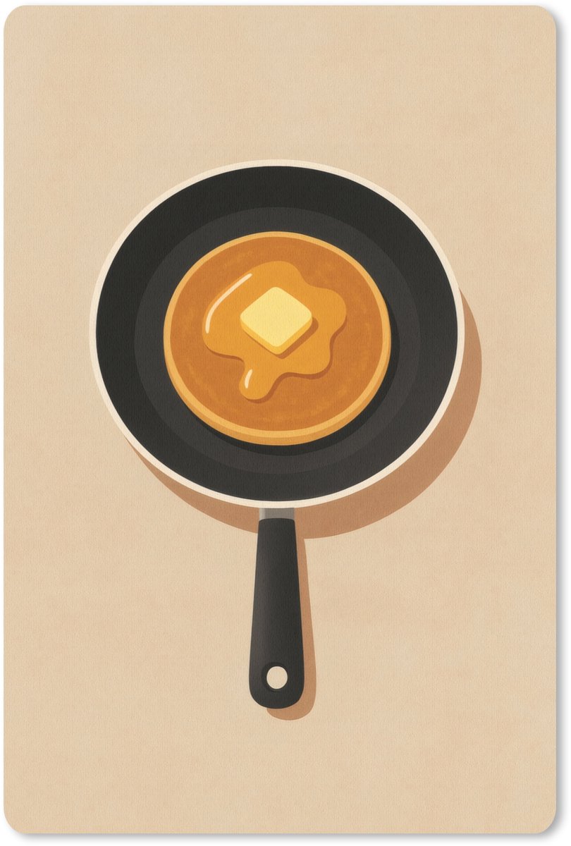Muismat 18x27 cm - Mousepad Pannenkoek - Koekenpan - Boter - Minimalistisch - Muismatten