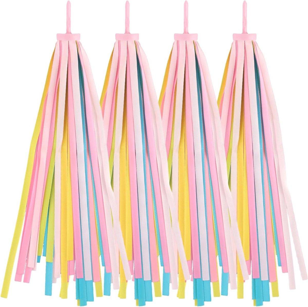 Allecto Plus - 2 sets leuke fiets linten, glitter stuuraccessoires voor kinderen - Meisjes fiets versieringen, kleurrijke streamers - Geschikt voor kinderfietsen en steps - Fietsdecoratie met luchtslangen