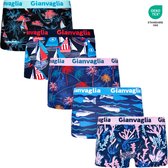 GIANVAGLIA® 5-Pack Dames Onderbroek Katoen - Boxershorts - Zacht Katoen - Sealife Printjes - Maat L 8871