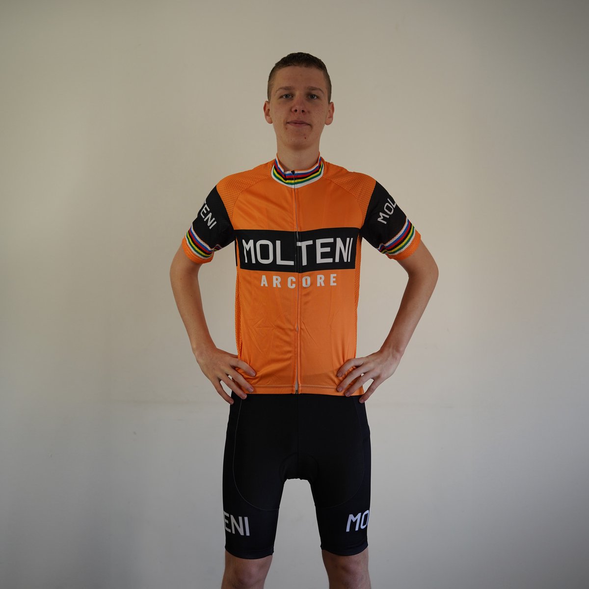 Molteni oranje - wielershirt - koerstrui - retro - vintage - maat L