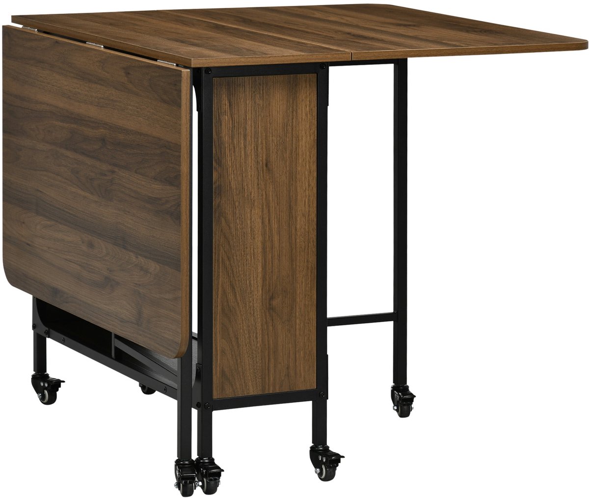 Merax Opklapbare Eettafel 130x80 cm Met Wieltjes En Opbergruimte Hout Lichtbruin Voor 6 Personen