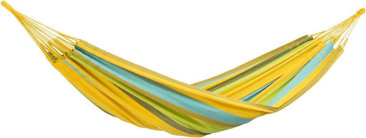 Colombian XXL Hammock Limona 240x160 cm Handmade in Colombia - Yellow Striped (200 kg Capacity)