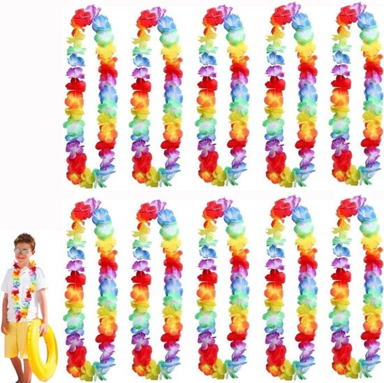 Foto: Allecto plus hawaiiaanse slingerset tropische lei feestdecoraties strandzwembadthemafeest kleurrijke bloemenkettingen kindervriendelijk 10 stuks