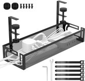 Kabelmanagement Onder Bureau - Kabelgoot Klemmen Zonder Boren (Set) - 40cm Sterke Kabelgeleider - Zwart - Tot 4.5KG