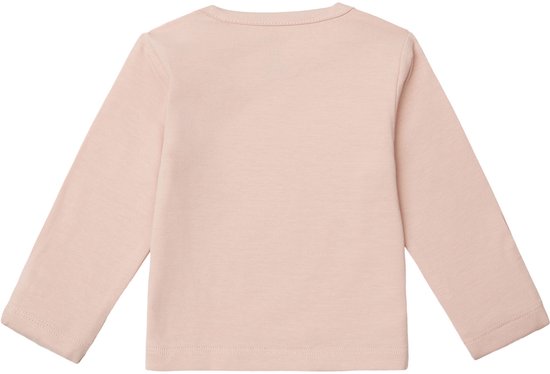 Achterkant van een roze longsleeve shirt met lange mouwen.