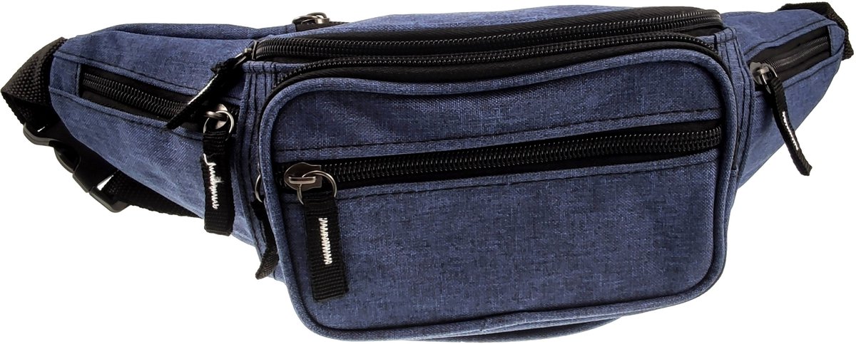Blauwe Heuptas met 6 Vakken - Unisex - Buideltas - Festival Tasjes - Sporttas Heup - Reistas Heup