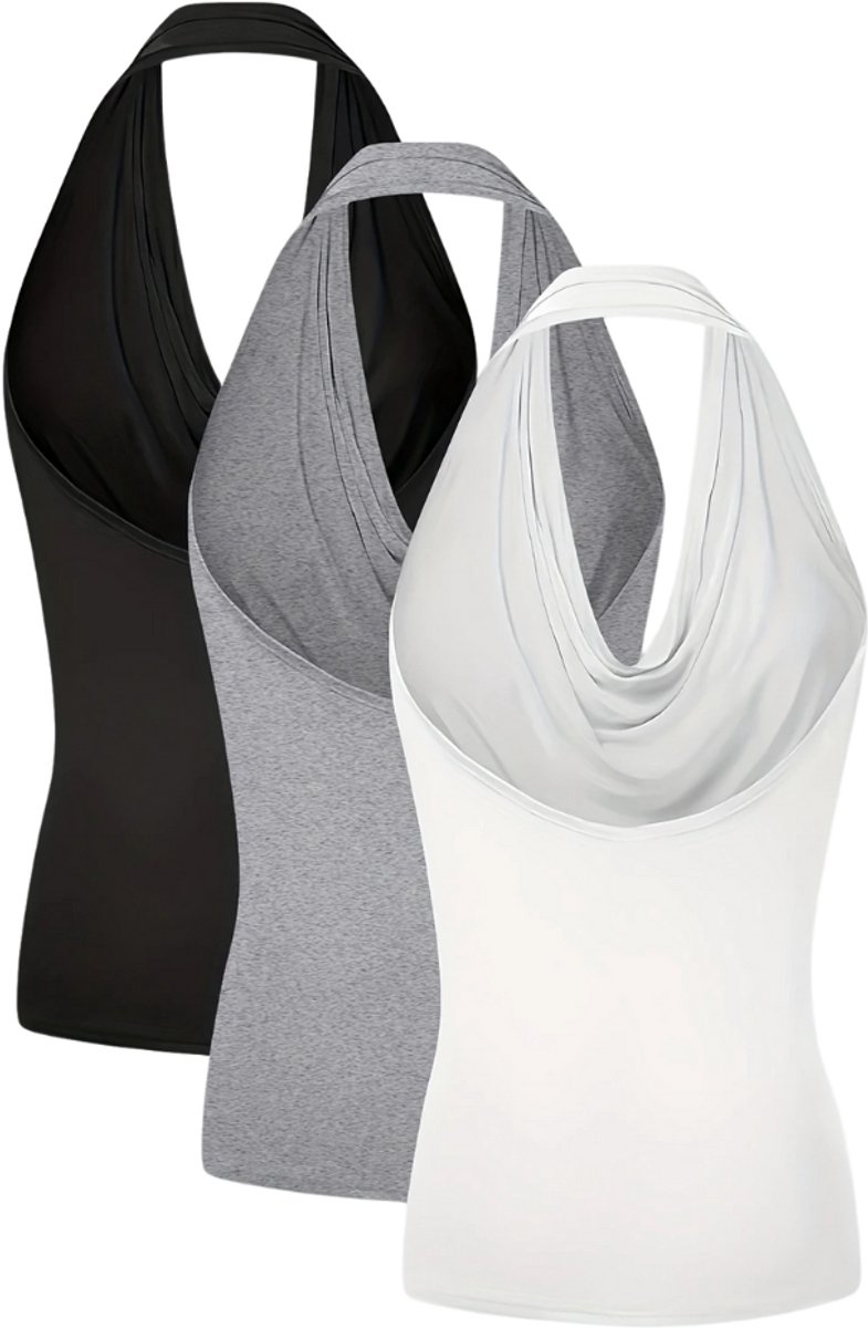 Livano Open Rug Top Backless Body Jurk Shirt 3 Pcs Gemengd