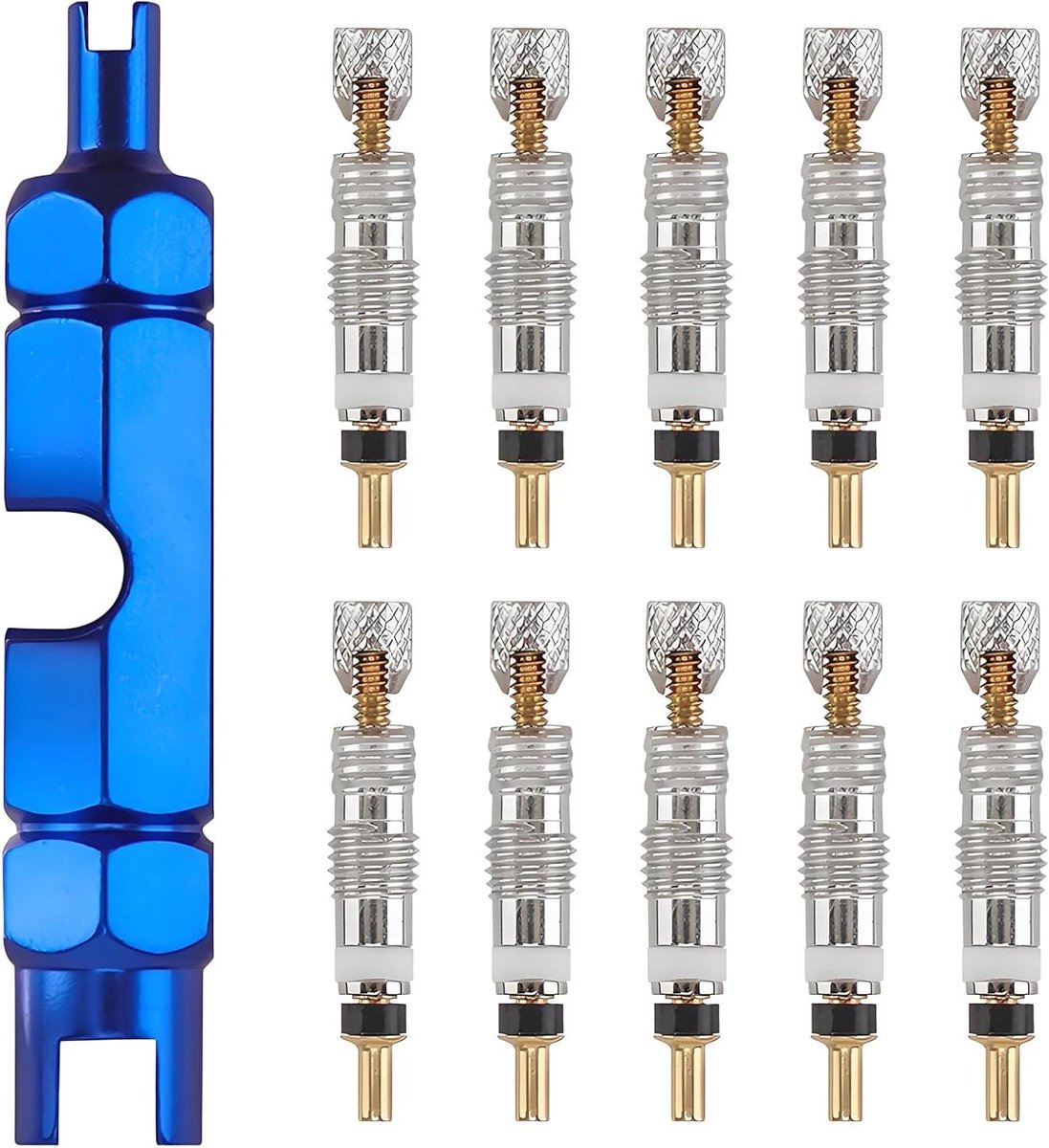 Allecto Plus - Fietsventiel French Presta Valve Set voor Universle en Mountainbikes met Wielventielsleutel